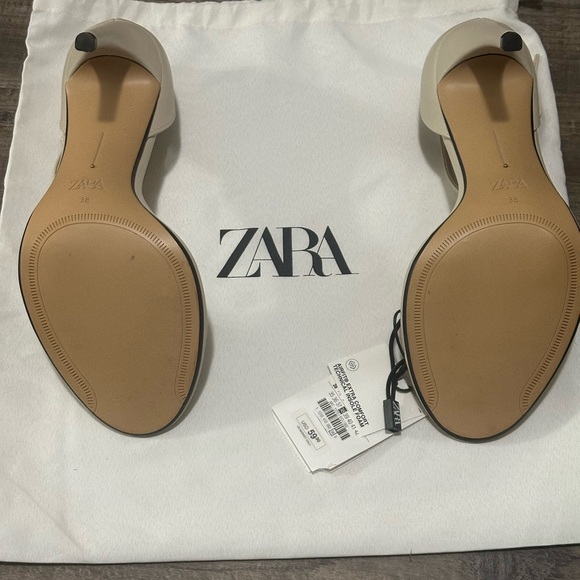 Zara Women's Beige Heeled Sandals - Picture 3 of 3